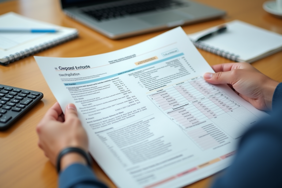 Gros plan sur une estimation imprimée avec annotations