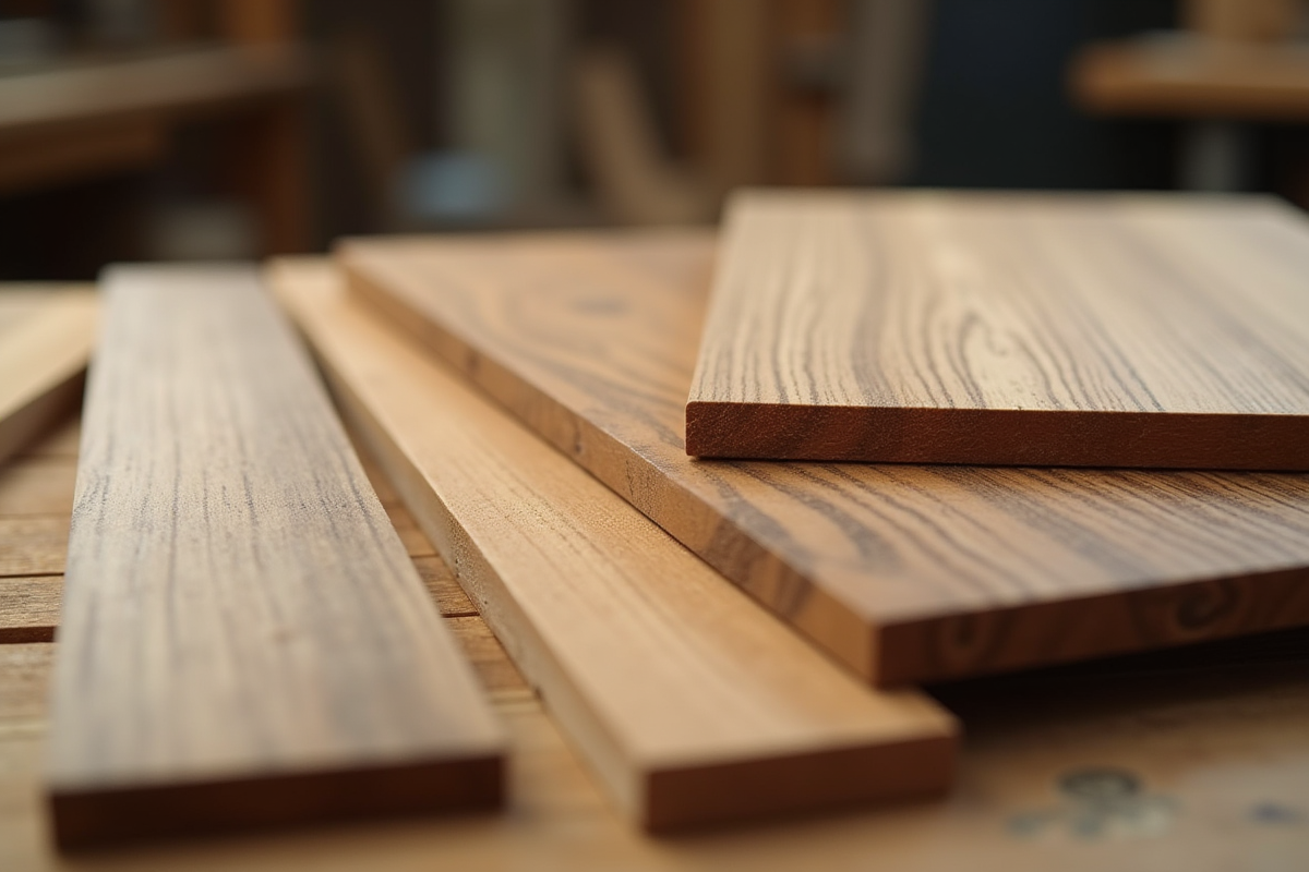 Gros plan sur échantillons de parquet en bois