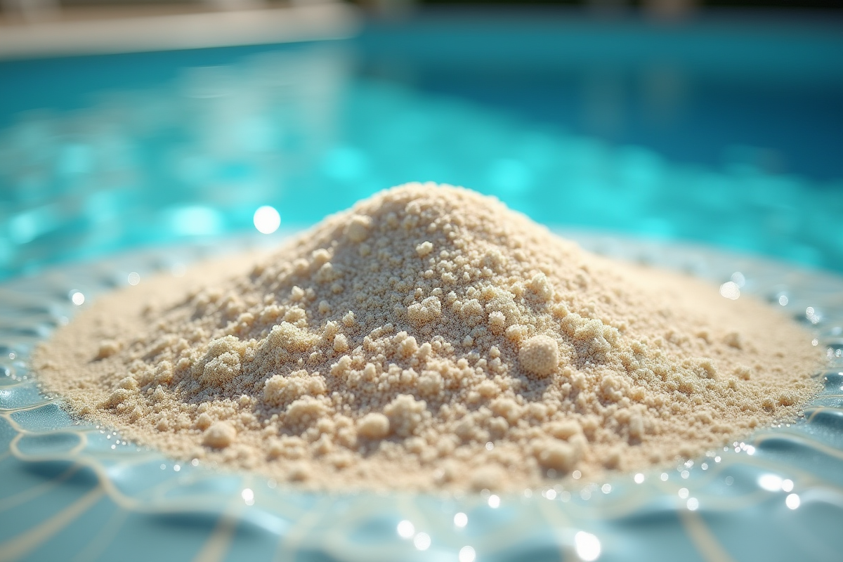 Filtre de piscine propre rempli de sable neuf sous le soleil