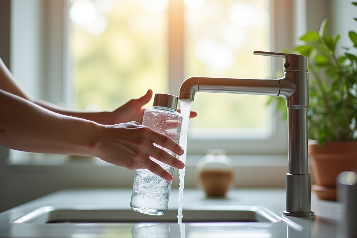 Mains tenant une bouteille d