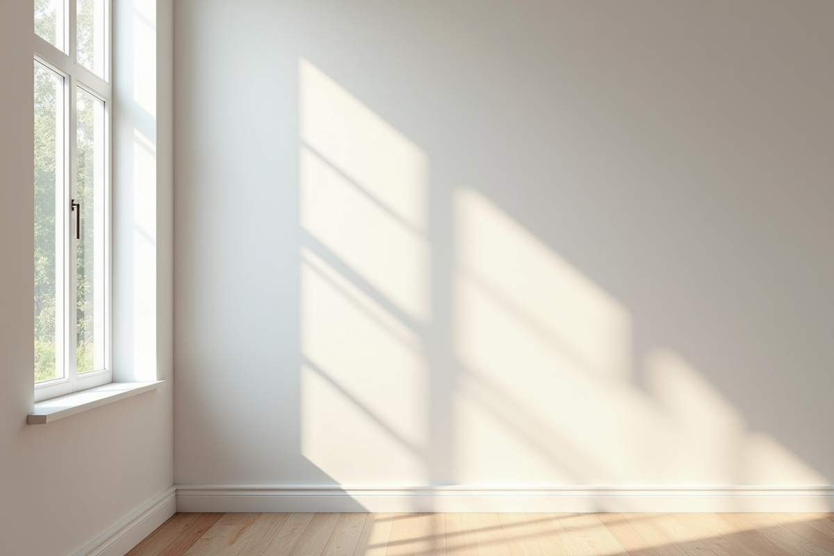 Mur intérieur récemment imperméabilise avec reflet lumineux