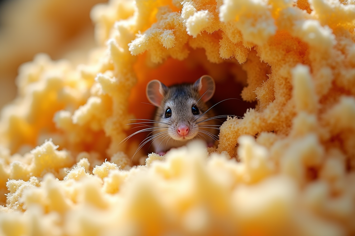 Zoom sur isolation cellulose avec souris cachée